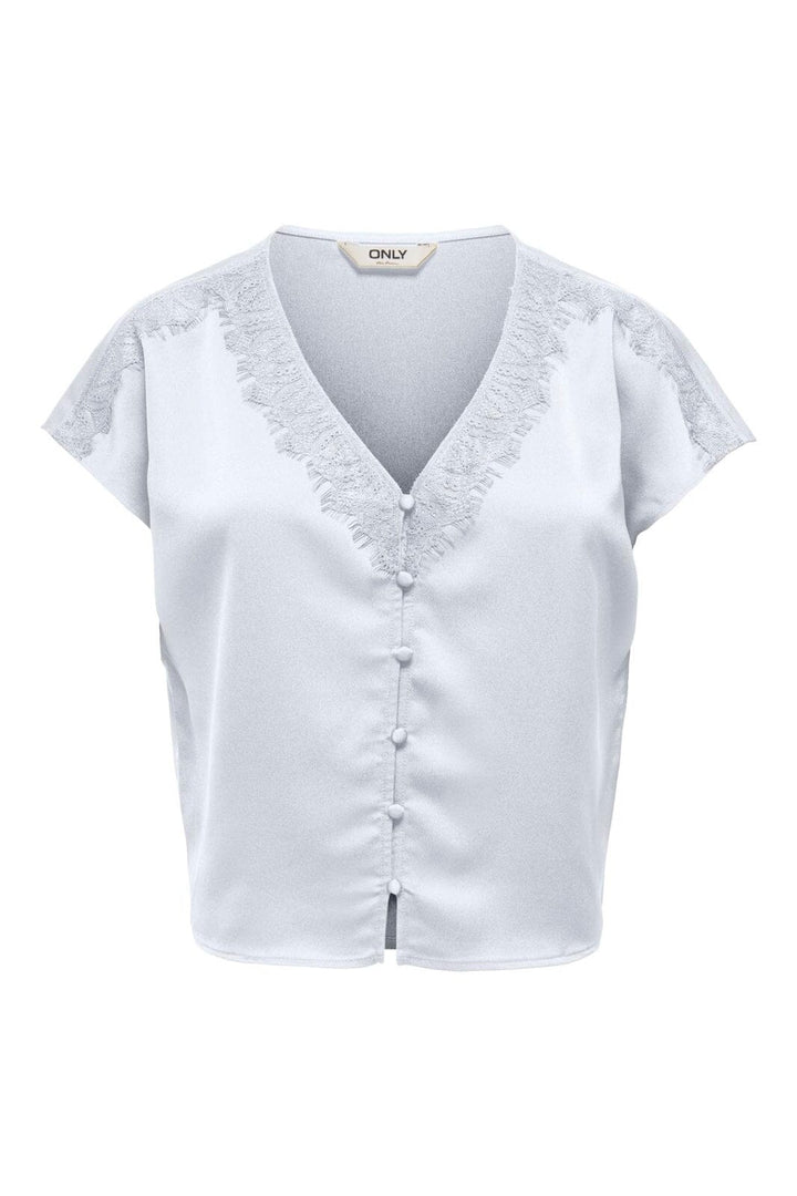Only - Onlfaraya S/L Button Lace Satin Top - 5083486 Bright White