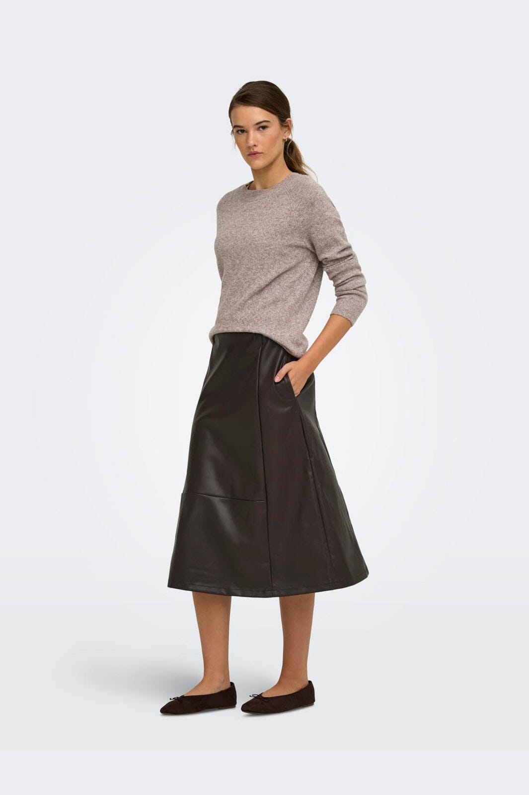 Only - Onlfiby Faux Leather Long Skirt - 5150258 Chocolate Torte