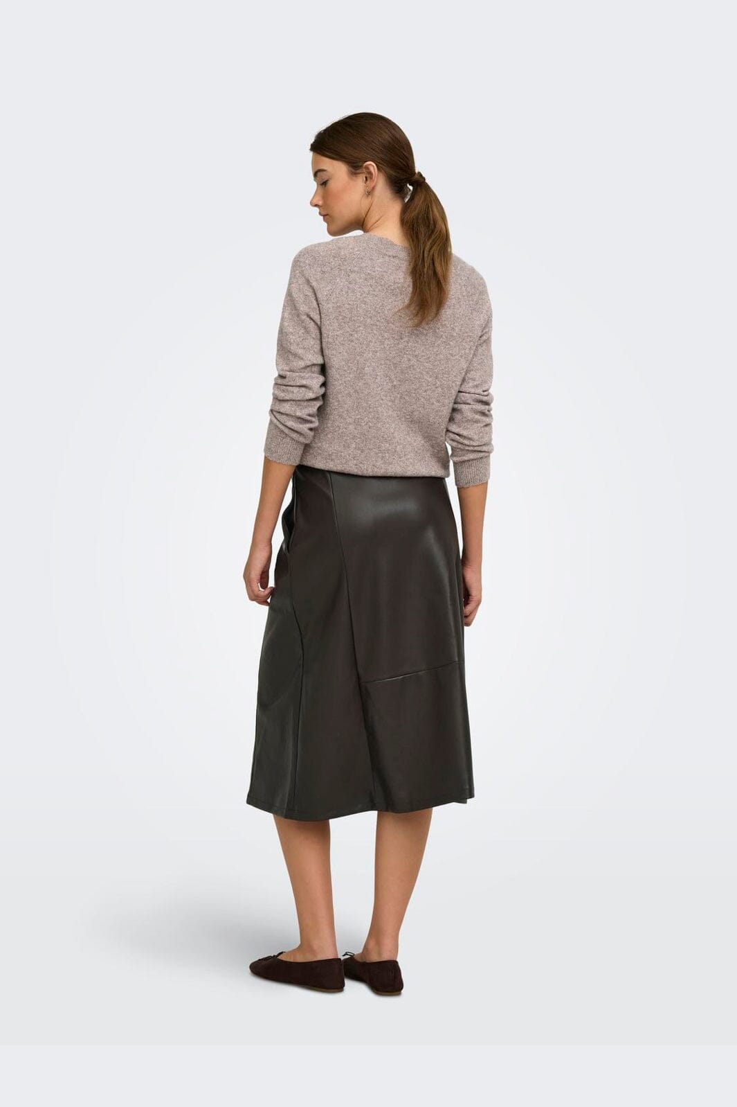 Only - Onlfiby Faux Leather Long Skirt - 5150258 Chocolate Torte