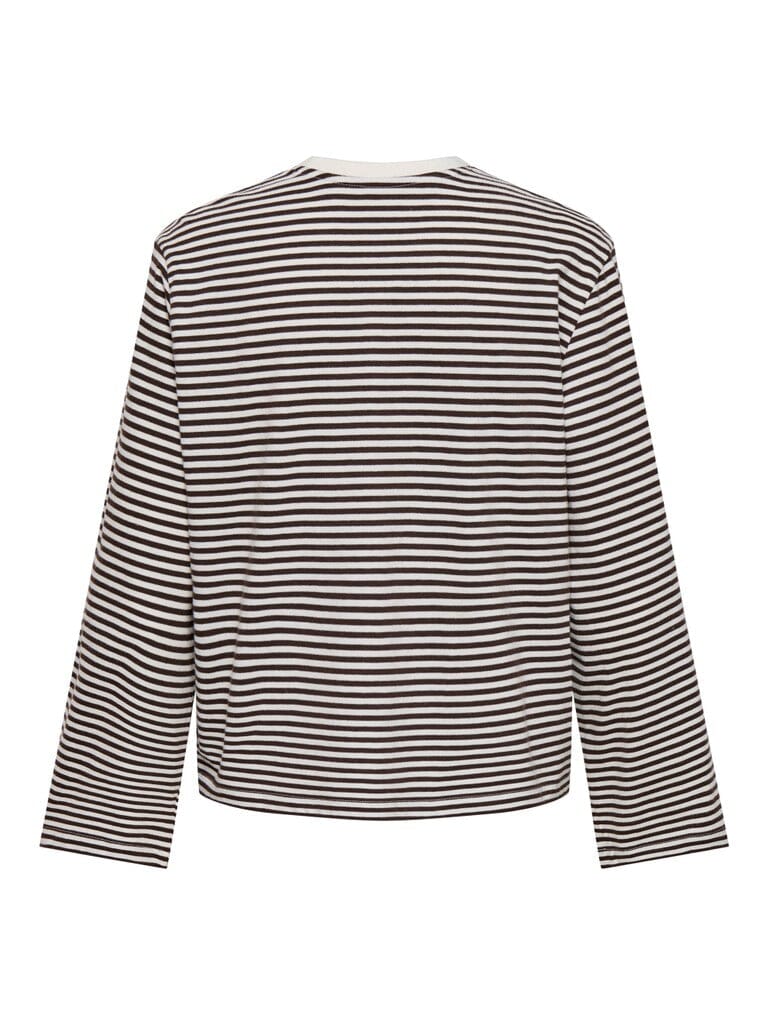 Only - Onlfreja Stripe L/S Wide Sleeve - 5082168 Coffee Bean Cloud Dancer (Mel) Bluser 