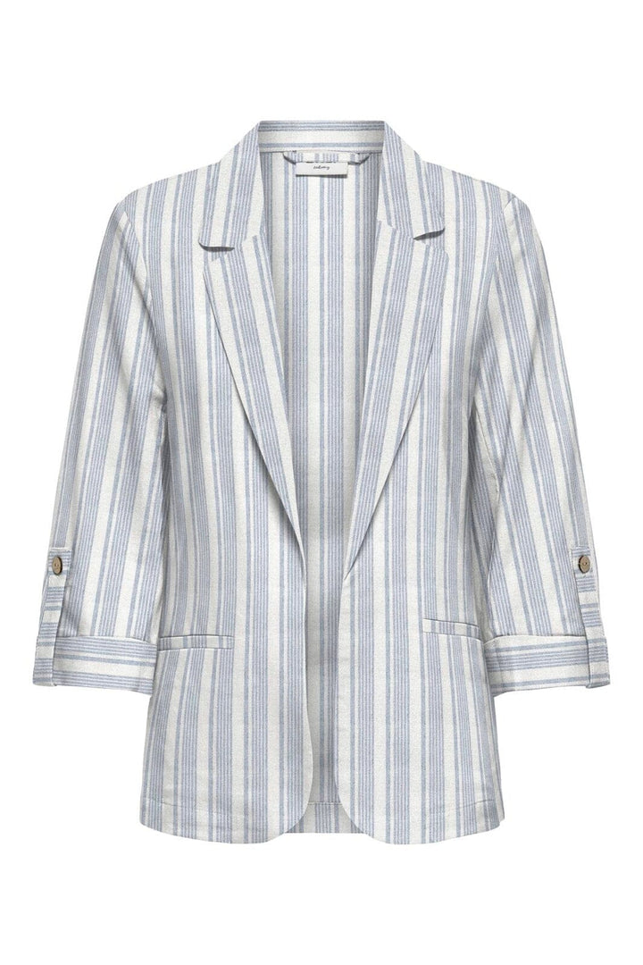 Only - Onlgoa 3/4 Unline Linen Bl Blazer Cc Tlr - 4984928 Coronet Blue Bright White