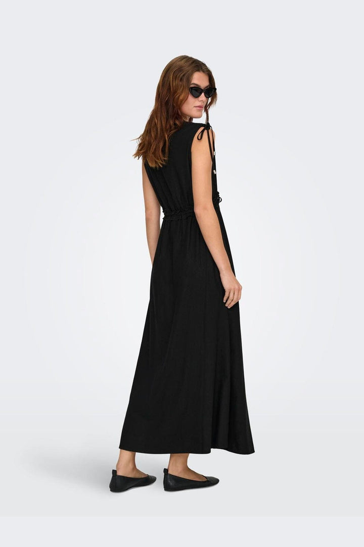 Only - Onlgoa Sl Linen Bl Long Dress Cc - 4910201 Black
