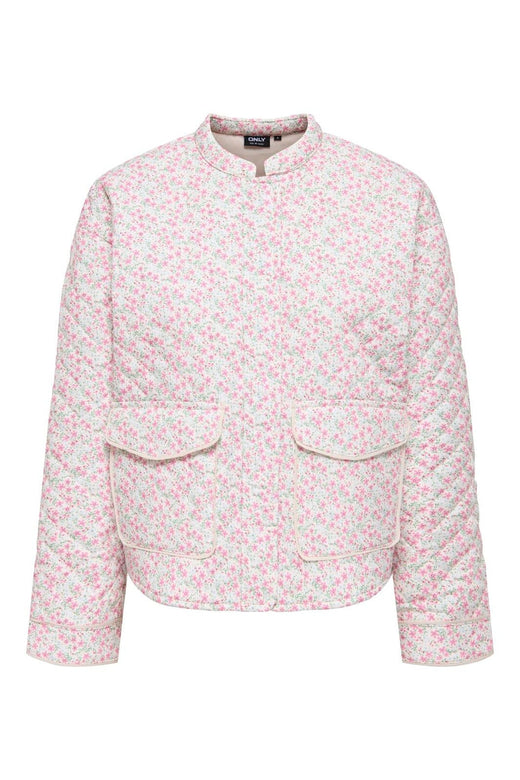 Only - Onlhallie Quilted Jacket - 4983148 Cloud Dancer Pink Ditsy