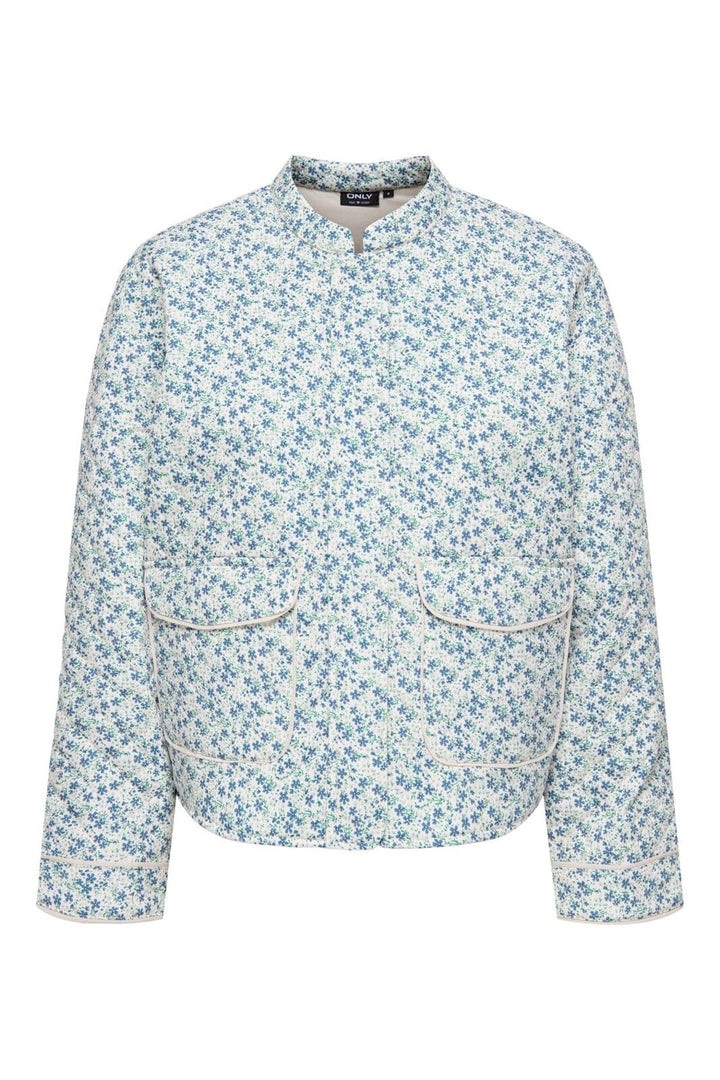 Only - Onlhallie Quilted Jacket - 4983149 Cloud Dancer Blue Ditsy