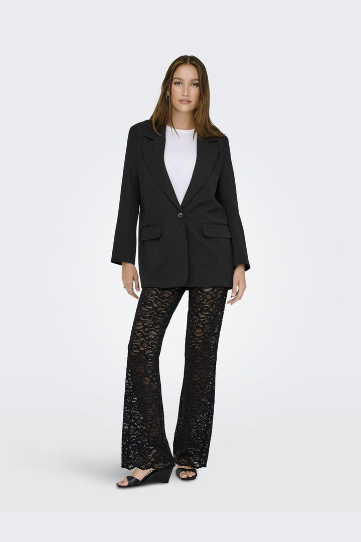 Only - Onlhattie-Lana L/S Overs Mel Blazer Tlr - 4757822 Black