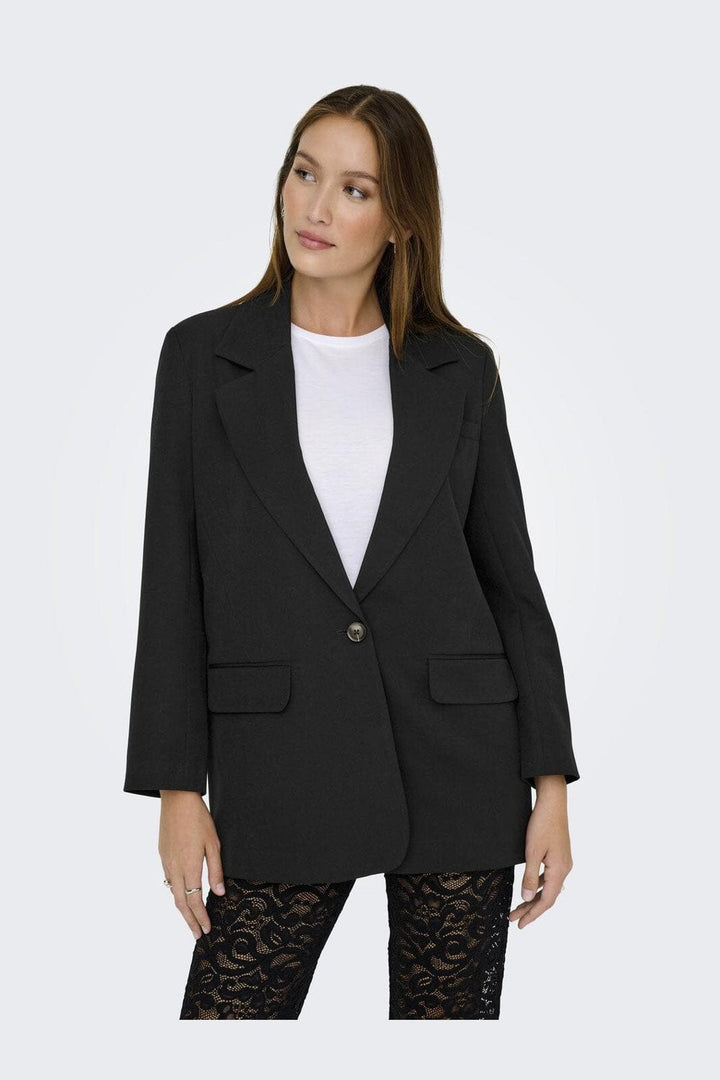 Only - Onlhattie-Lana L/S Overs Mel Blazer Tlr - 4757822 Black