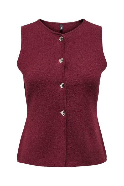 Only - Onlibi Button Sl Vest Cc Knt - 4947078 Zinfandel Silver Button