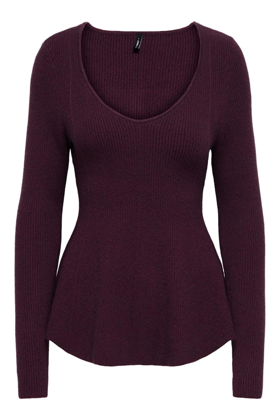 Only - Onlibi Life Ls V-Neck Rib Peplum Cc Knt - 5021071 Port Royale Strikbluser 