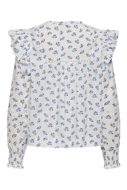 Only - Onlidris Ls Frill Tape Top - 4958053 Cashmere Blue Mini Floral