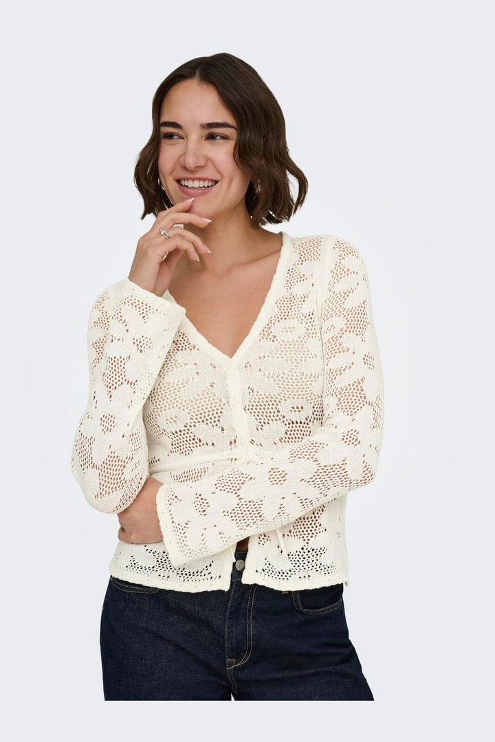 Only - Onlisabel Life Ls Fitted Cardigan Cc Knt - 4972383 Birch Dtm Button