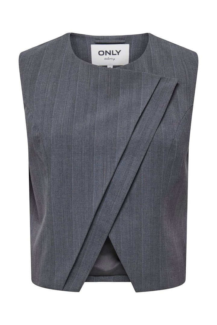 Only - Onljackie S/L Pinstr Asym Waistcoat Tlr - 5053850 Medium Grey Melange Pinstripe