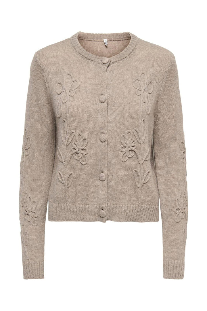 Only - Onljoy Ls O-Ne Deco Button Cardi Knt - 5080704 Moon Rock Dtm String/Fbc Button