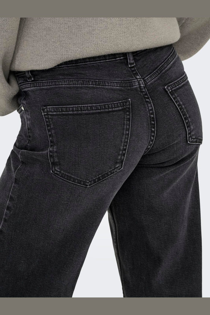 Only - Onljudy Lw Wide Leg Tai Epp - 4680454 Washed Black