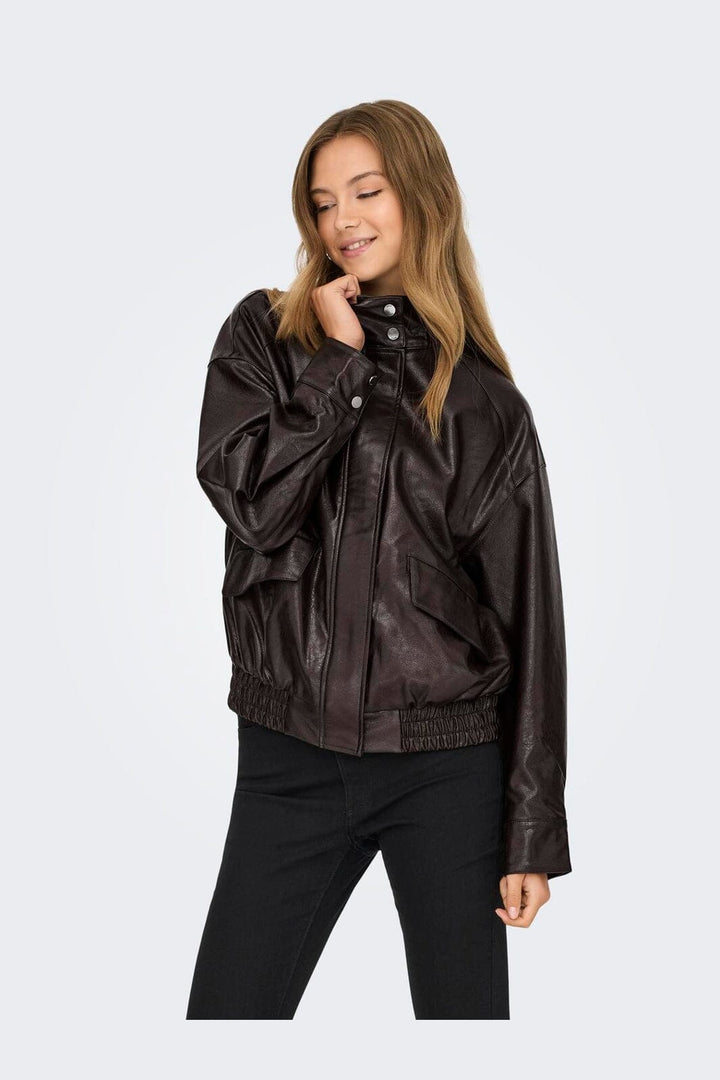 Only - Onljulia Faux Leather Ovz. Bomber - 5002463 Chocolate Torte