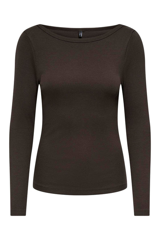 Only - Onlkathline 3/4 Rib Boatneck Top - 5212120 Coffee Bean