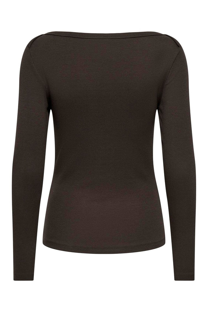 Only - Onlkathline 3/4 Rib Boatneck Top - 5212120 Coffee Bean