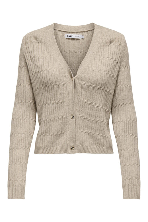 Only - Onlkatia Ls Cable V-Neck Cardi Knt Nca - 4505958 Mocha Meringue W. Melange
