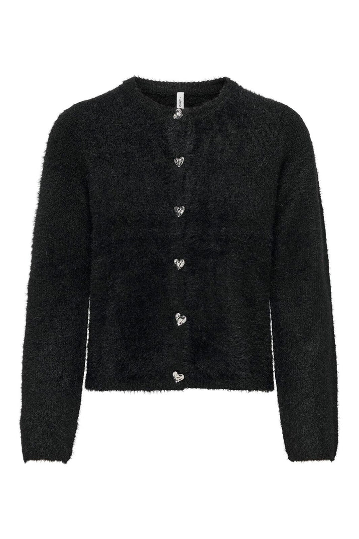 Only - Onlkerry Ls Button Cardigan Cc Knt - 5059033 Black Silver Heart Button