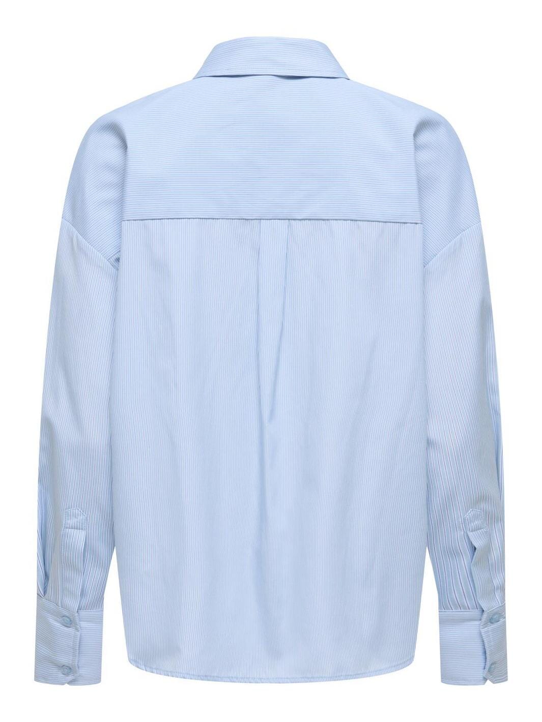 Only - Onlkiri Ls Shirt Ox - 4981574 Cloud Dancer W. Delicate Blue