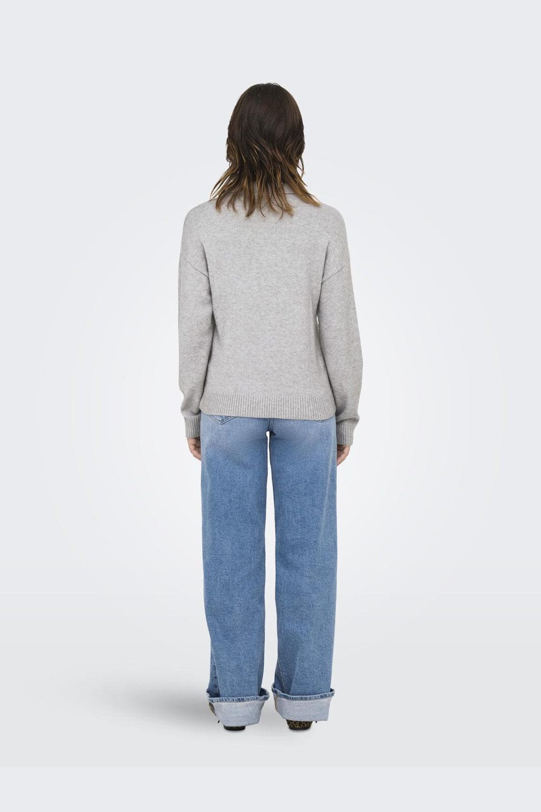 Only - Onllana Polo Ls Pullover Knt - 4845166 Light Grey Melange