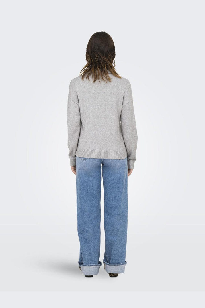 Only - Onllana Polo Ls Pullover Knt - 4845166 Light Grey Melange