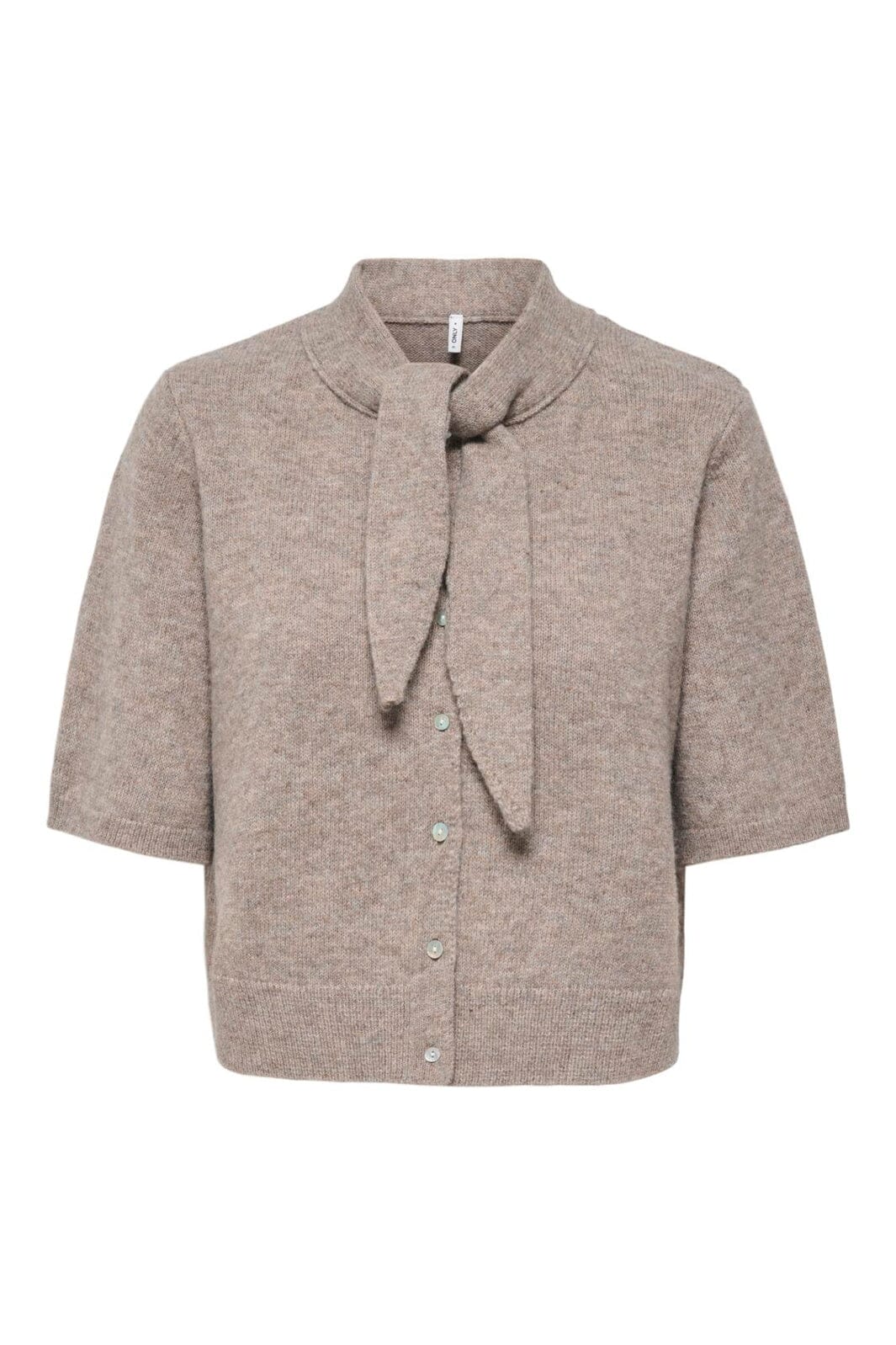Only - Onllana Ss Scarf Detail Cardi Knt - 5174336 Taupe Gray Mel/Fmop