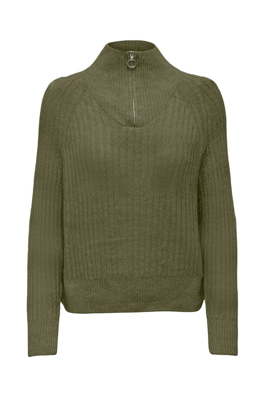 Only - Onlleise Freya Ls Zip High Neck Knt - 4762327 Winter Moss