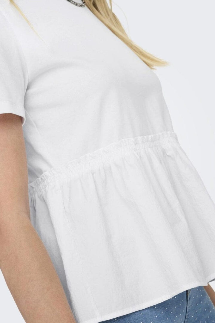 Only - Onllia S/S O-Neck Mix Top Box - 4772893 Bright White
