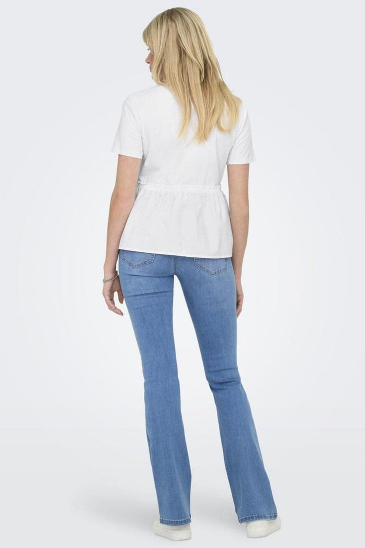 Only - Onllia S/S O-Neck Mix Top Box - 4772893 Bright White