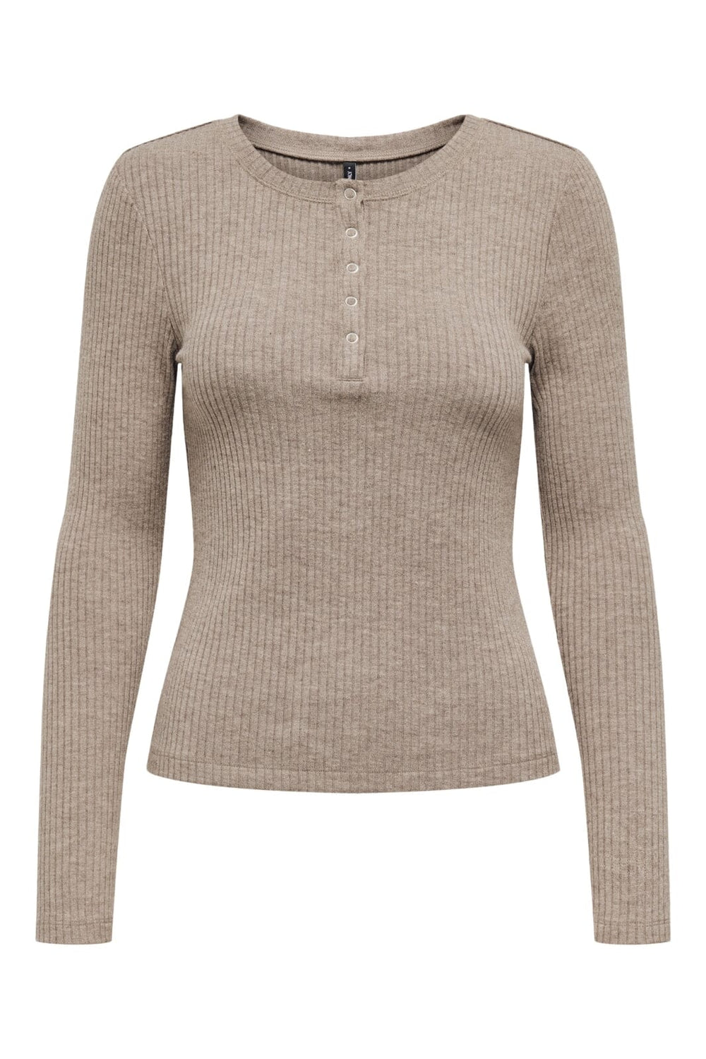 Only - Onllinea L/S O-Neck Button Top Cc - 4806160 Brown Lentil Melange