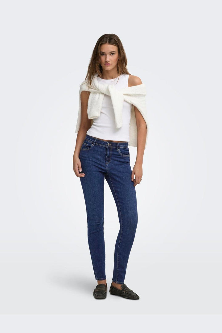 Only - Onllinea Mid Waist Lank - 5153998 Dark Blue Denim