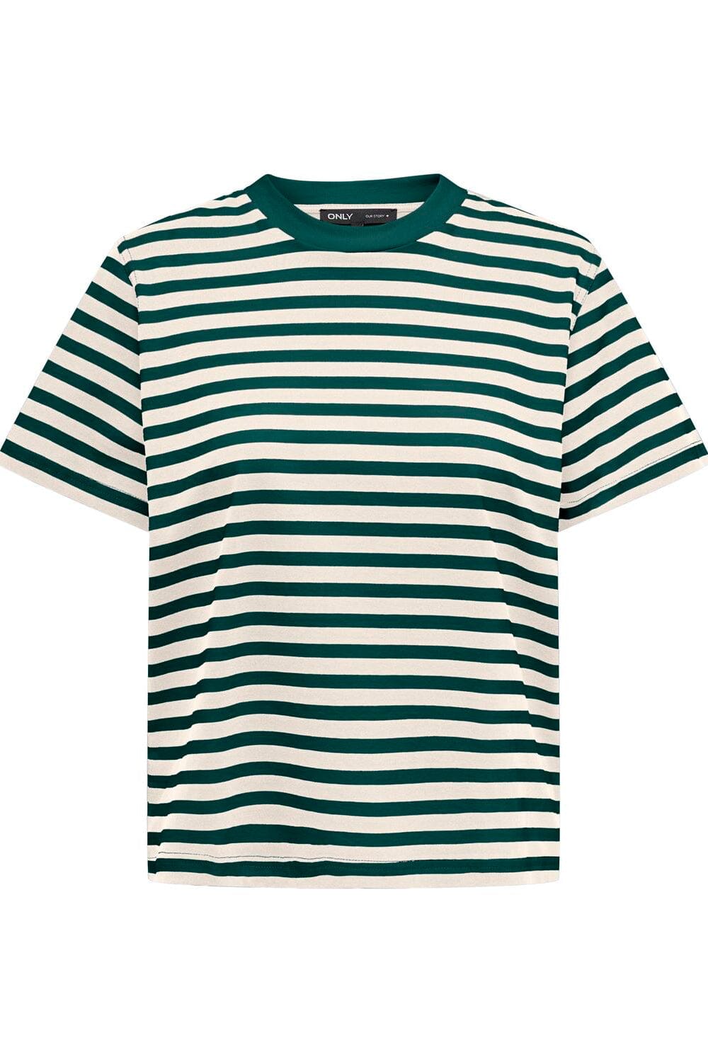 Only - Onllivina S/S Stripe Tee - 5222305 June Bug Egret Stripes T-shirts 