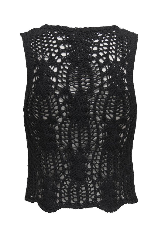 Only - Onllizzy Life Sl Crochet Tie Vest Knt - 4703051 Black
