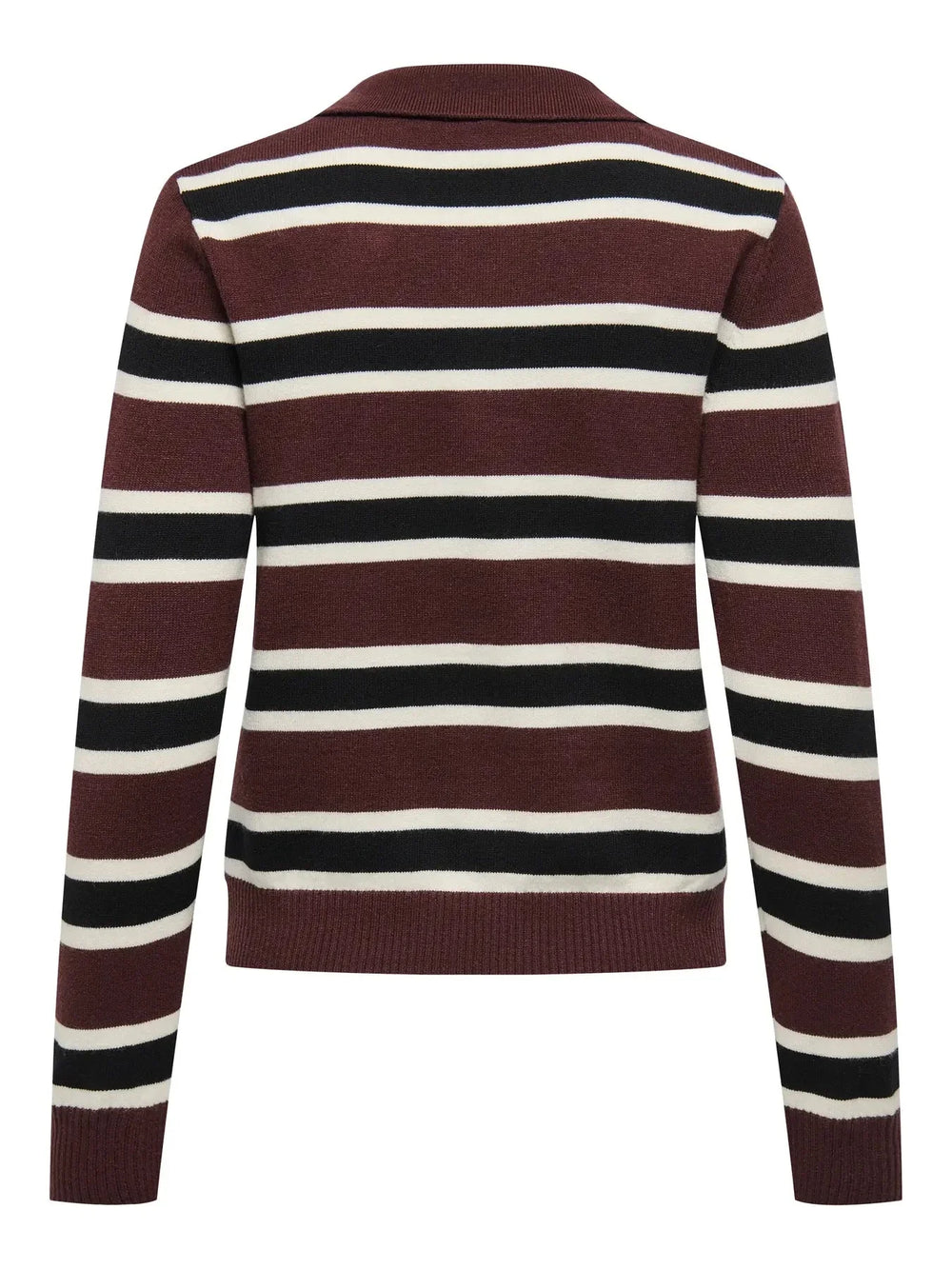 Only - Onllondon Ls Stripe Polo Cc Knt - 4947495 Decadent Chocolate Babys Breath/Black/Dtm Button Strikbluser 