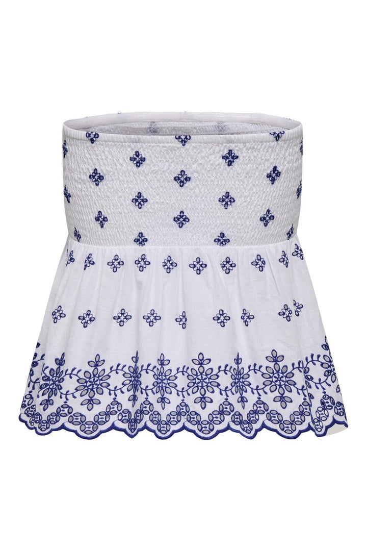 Only - Onllou Life Emb Bandeau Top - 4802411 Bright White W. Mazarine Blue Emb