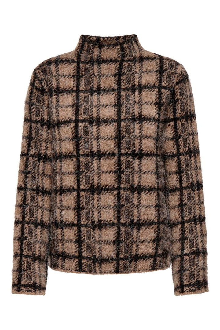 Only - Onllouise Ls Highneck Knt - 5083669 Chocolate Torte Toasted Coconut/Black/Mel