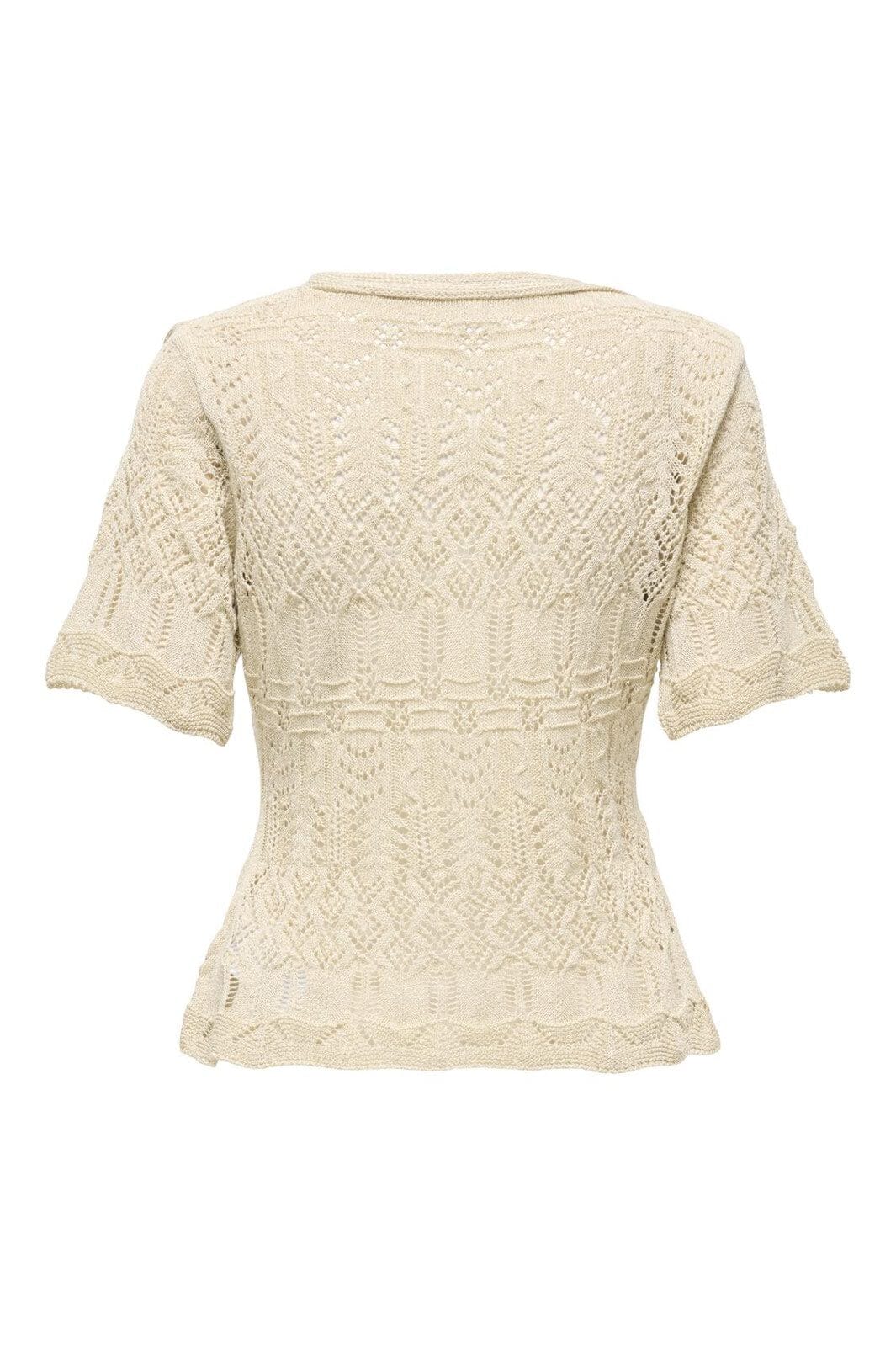 Only - Onllovely Ss Glitter Button Top Knt - 4915647 Cloud Dancer Gold