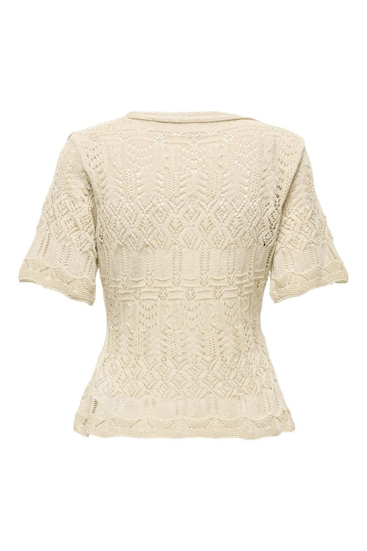 Only - Onllovely Ss Glitter Button Top Knt - 4915647 Cloud Dancer Gold