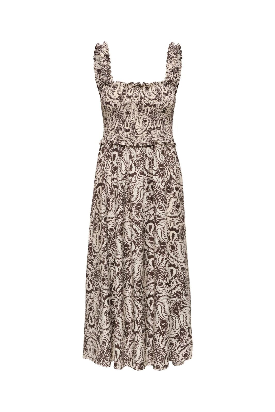 Only - Onllumira S/L Long Smock Dress - 5110265 Pumice Stone Hot Fudge Paisley