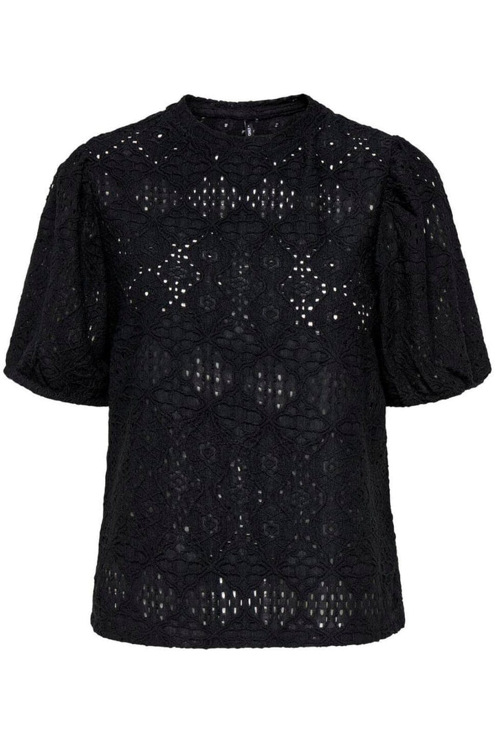 Only - Onlluz S/S Puff Sleeve Top - 4792858 Black Toppe 