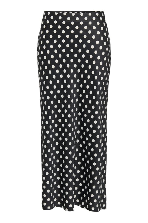 Only - Onllydia Long Satin Skirt - 4959203 Black White Dots Nederdele 