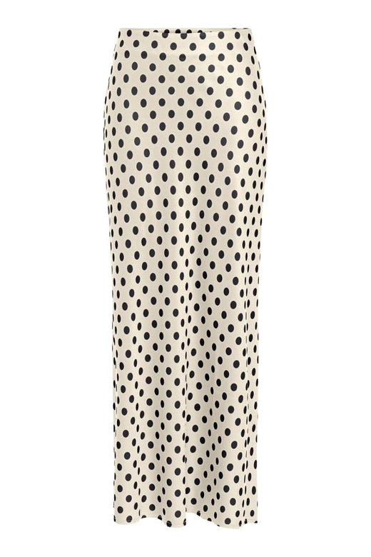 Only - Onllydia Long Satin Skirt - 4990824 Frosted Almond Black Dots Nederdele 