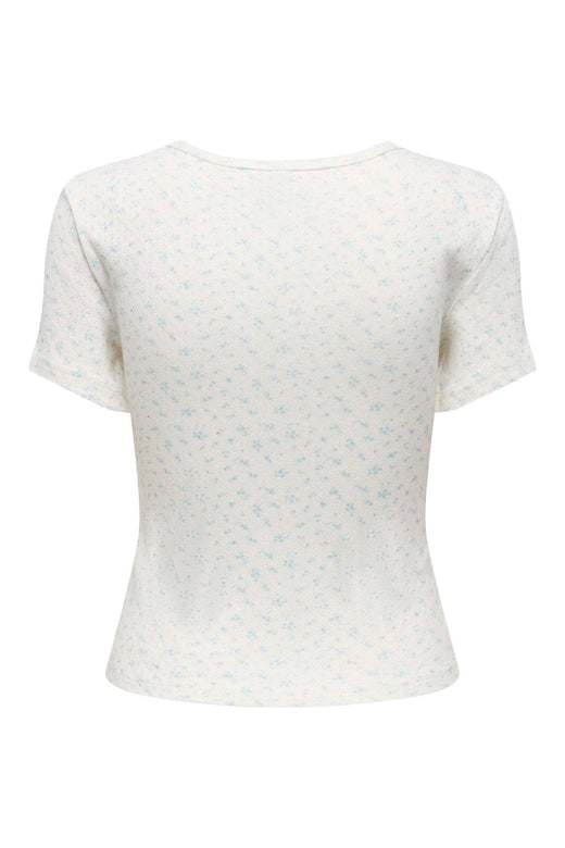 Only - Onlmadison S/S O-Neck Baby Tee - 4969625 Cloud Dancer Gry Flower Winter Sky