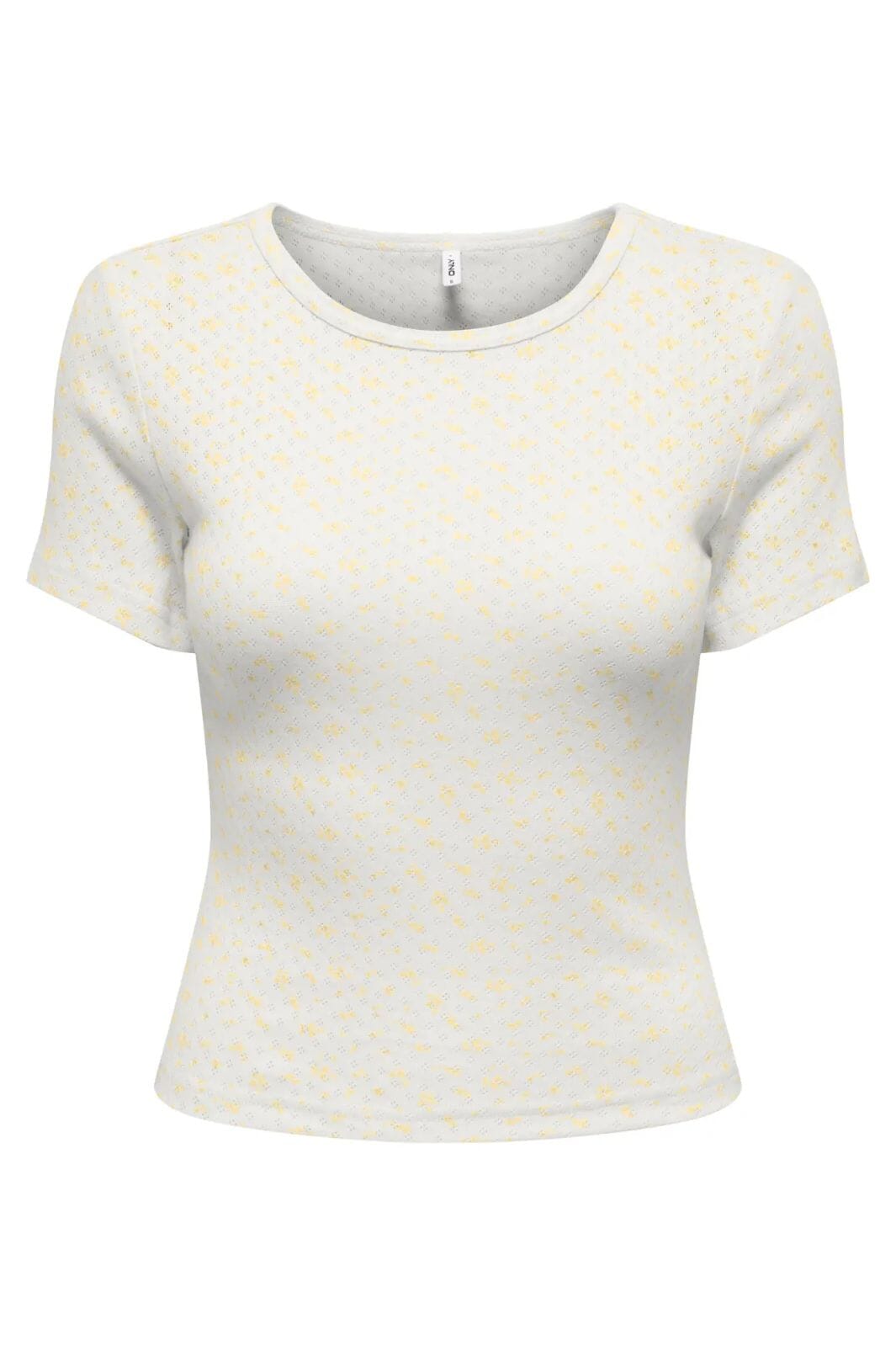 Only - Onlmadison S/S O-Neck Baby Tee - 5011785 Cloud Dancer Gry Flower Sunlight T-shirts 