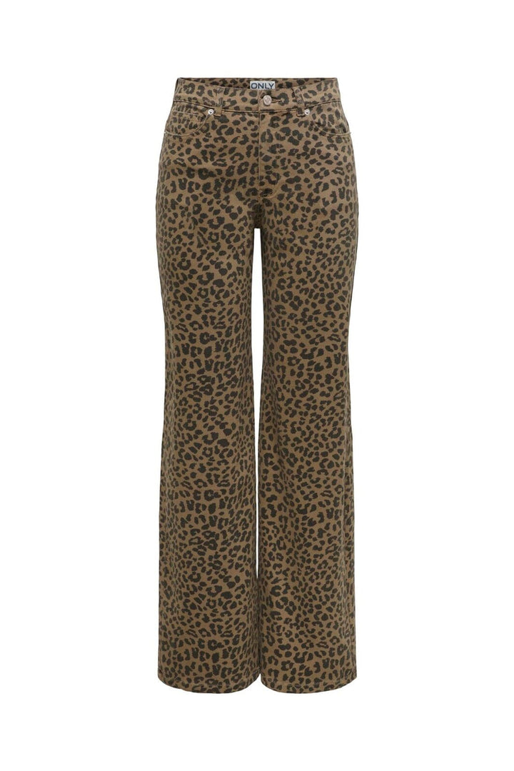 Only - Onlmadison Wide Animal Pant - 5049403 Otter W. Black Leo