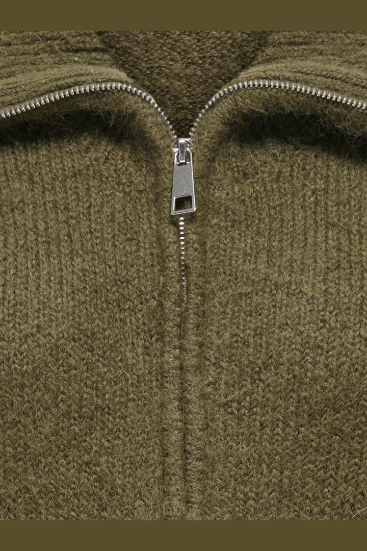 Only - Onlmaggie 3/4 Wide Zip Cardi Cc Knt - 5061086 Beech Melange/Silver Zipper