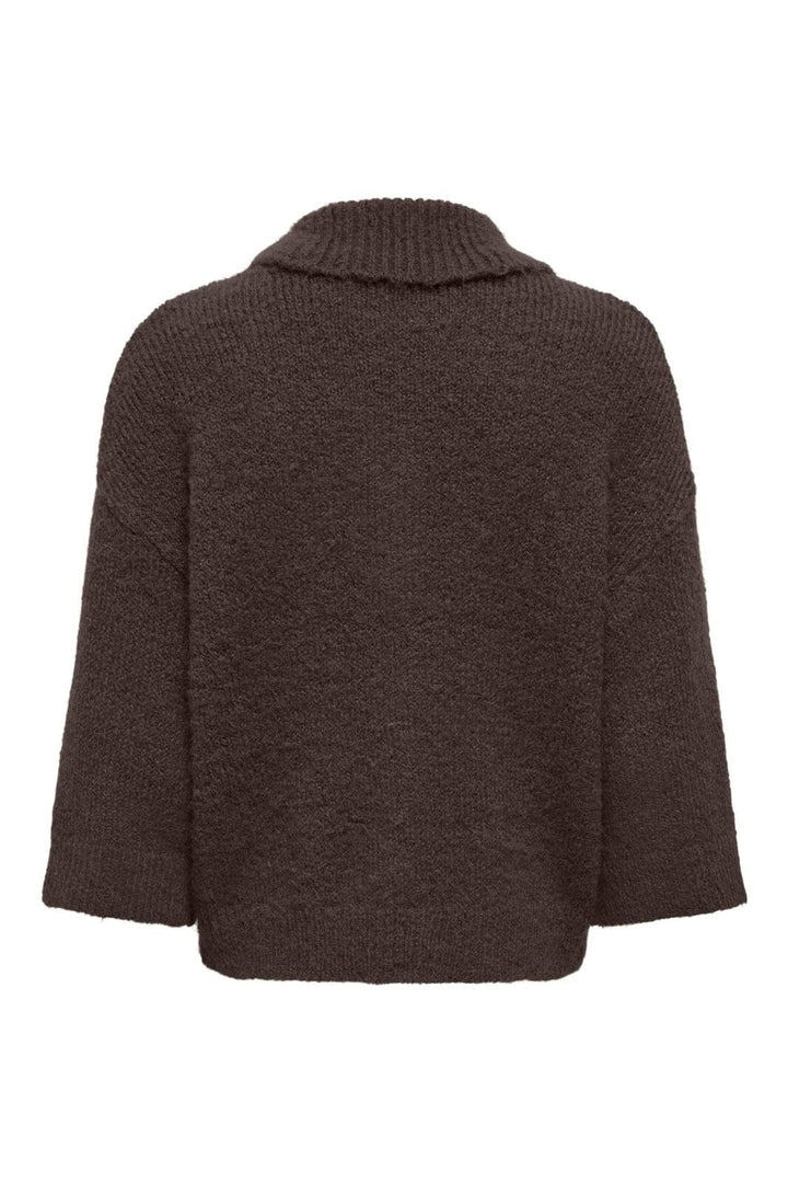 Only - Onlmaggie 3/4 Wide Zip Cardi Cc Knt - 5101036 Coffee Bean Melange/Silver Zipper