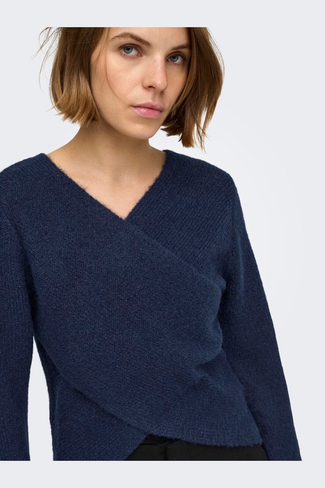 Only - Onlmaggie Ls Cross V-Neck Cc Knt - 5099642 Night Sky Melange