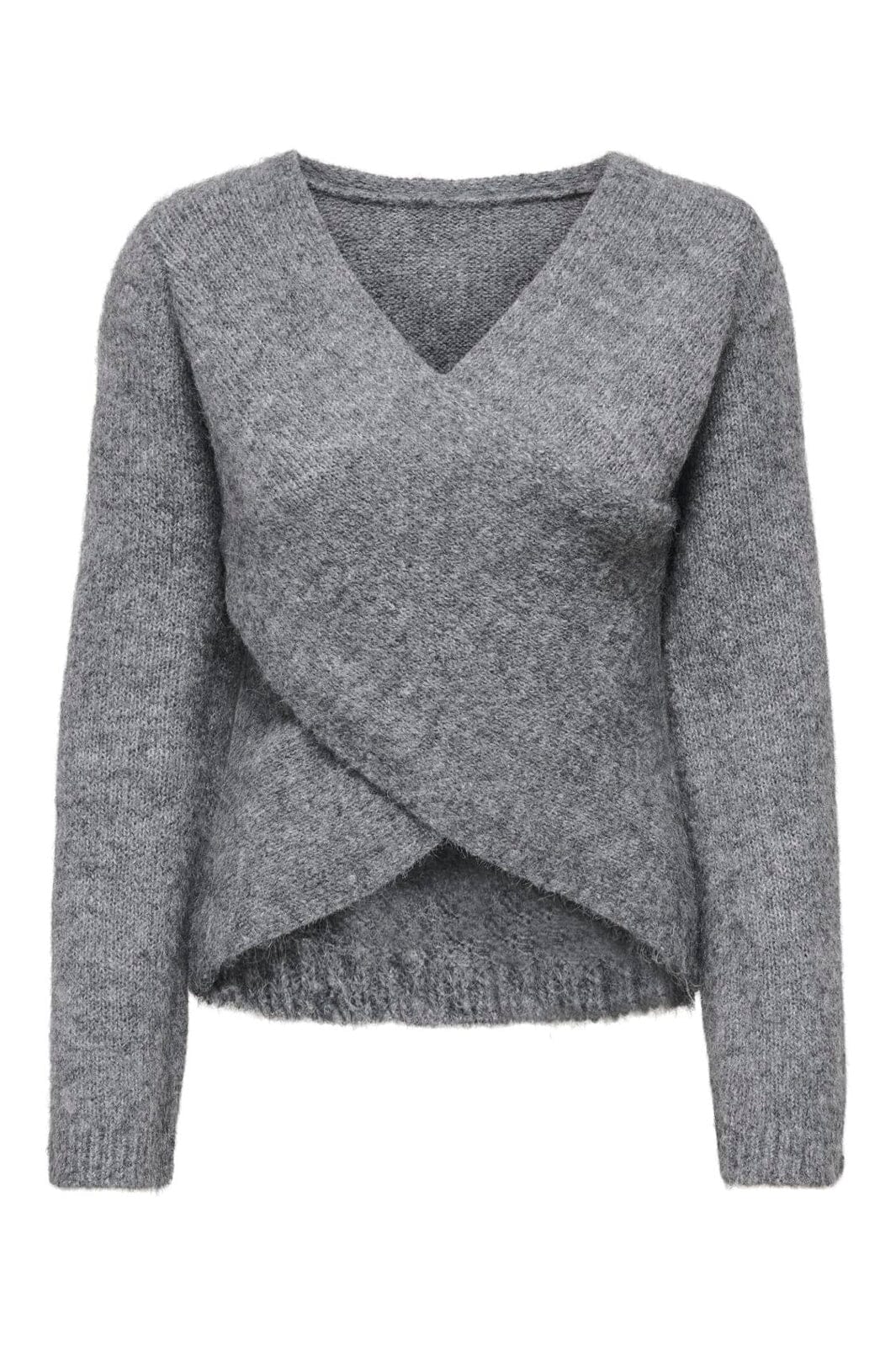 Only - Onlmaggie Ls Cross V-Neck Cc Knt - 5101026 Medium Grey Melange
