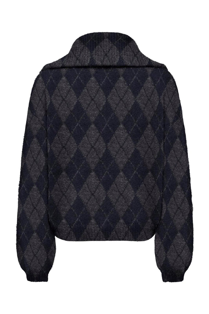 Only - Onlmaroon Ls Zip Collar Cardigan Knt - 5144930 Night Sky Mel/Dgm